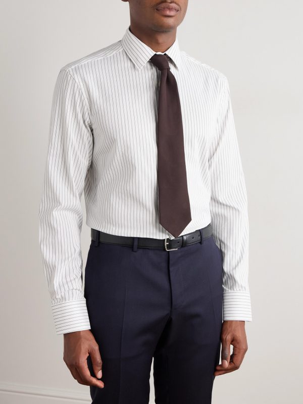 Striped Cotton and Silk-Blend Shirt - FR Striped Cotton and Silk-Blend Shirt - FR
