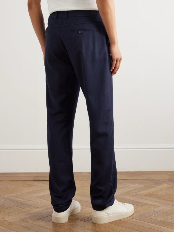 Tapered Wool-Flannel Drawstring Trousers - BK