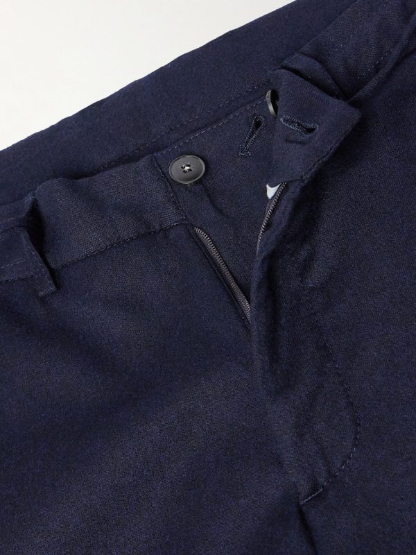 Tapered Wool-Flannel Drawstring Trousers - E1