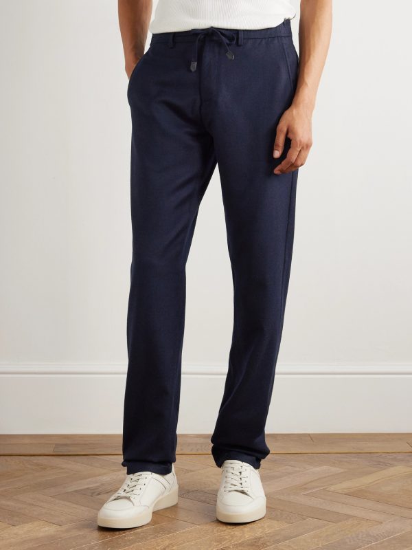 Tapered Wool-Flannel Drawstring Trousers - FR