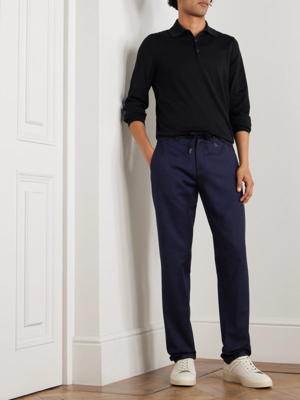 Tapered Wool-Flannel Drawstring Trousers - OU