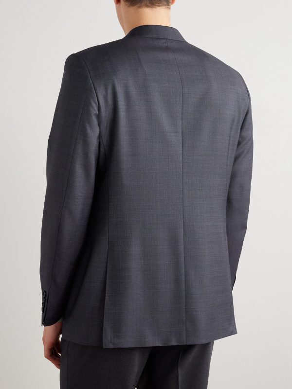 Super 130s Slim-Fit Checked Wool Suit Jacket - BK