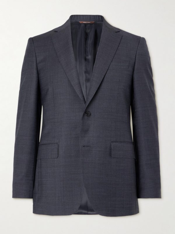 Super 130s Slim-Fit Checked Wool Suit Jacket