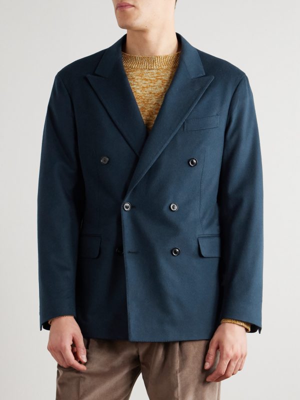 Double-Breasted Brushed Wool and Cashmere-Blend Blazer - FR