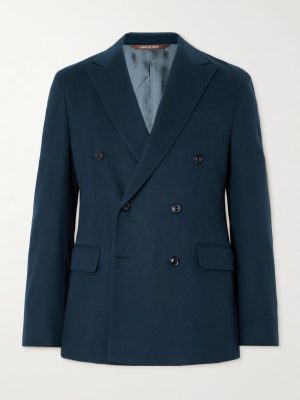 Double-Breasted Brushed Wool and Cashmere-Blend Blazer