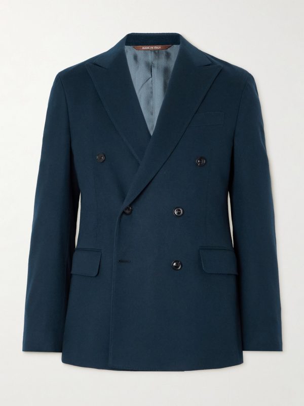 Double-Breasted Brushed Wool and Cashmere-Blend Blazer
