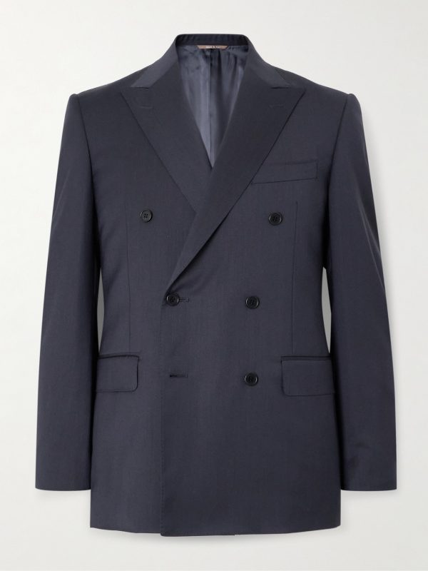 Double-Breasted Super 130s Wool Suit Jacket Double-Breasted Super 130s Wool Suit Jacket