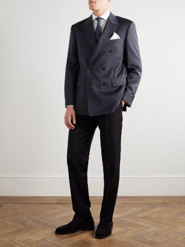 Double-Breasted Super 130s Wool Suit Jacket - OU Double-Breasted Super 130s Wool Suit Jacket - OU