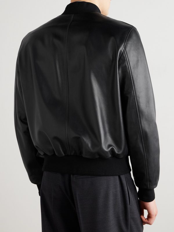 Reversible Leather and Shell Bomber Jacket - BK
