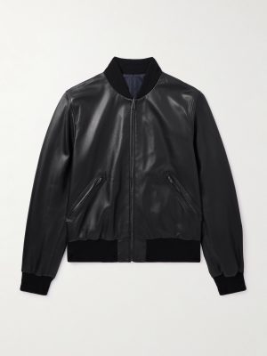 Reversible Leather and Shell Bomber Jacket Reversible Leather and Shell Bomber Jacket