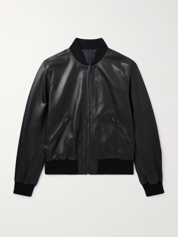 Reversible Leather and Shell Bomber Jacket