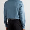 Spread-Collar Cotton-Blend Poplin Shirt - BK