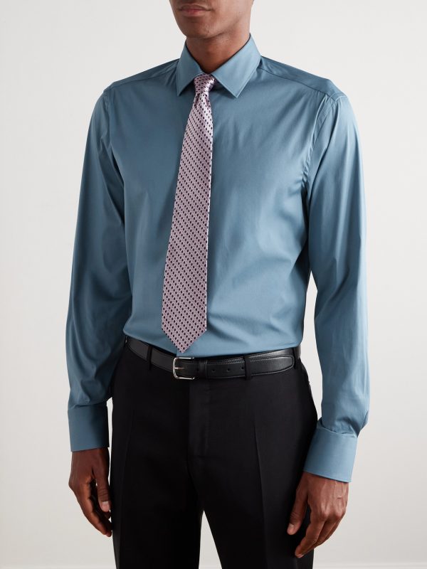 Spread-Collar Cotton-Blend Poplin Shirt - FR