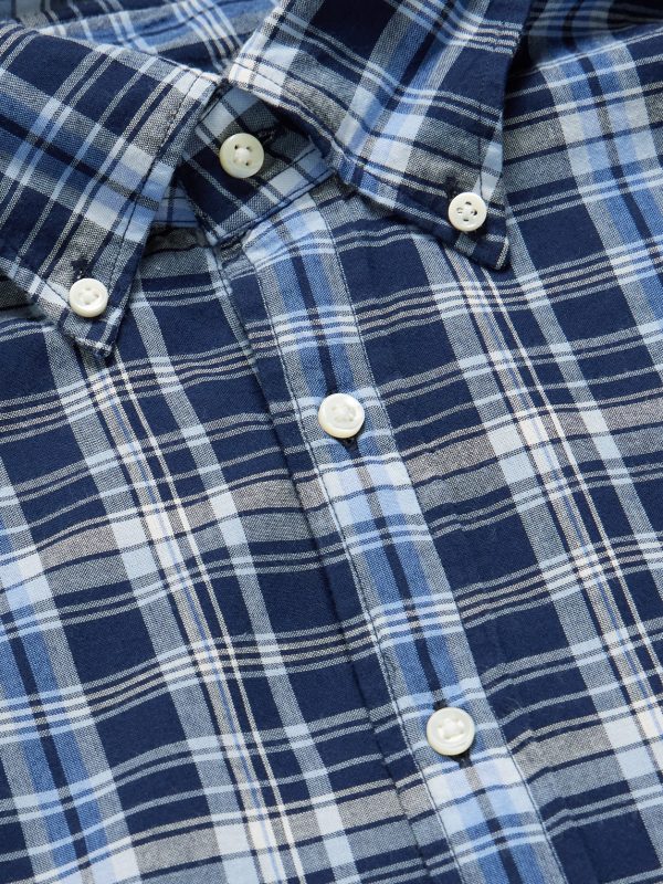 Button-Down Collar Checked Cotton-Madras Shirt - CU