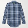 Button-Down Collar Checked Cotton-Madras Shirt