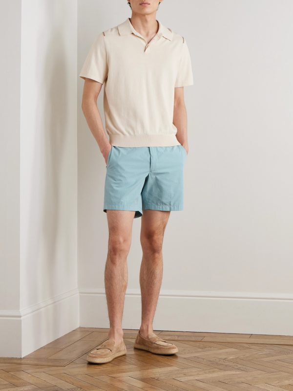 Slim-Fit Striped Cotton-Seersucker Shorts - OU
