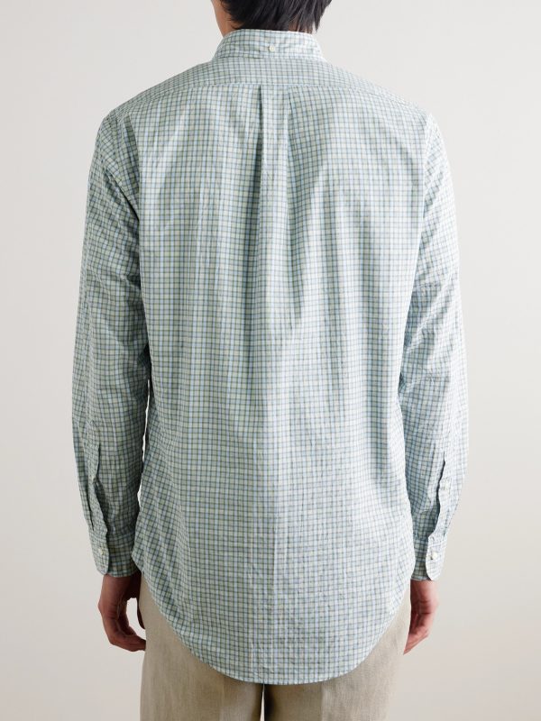 Button-Down Collar Checked Cotton-Poplin Shirt - BK
