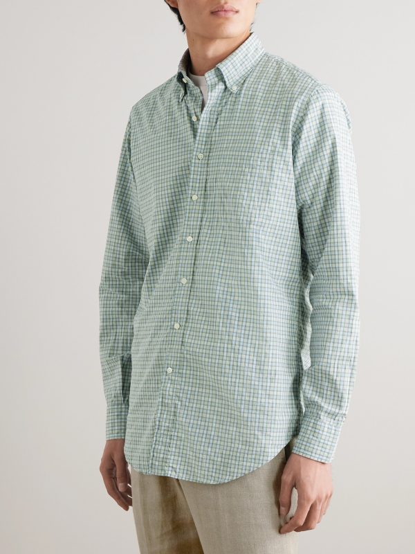 Button-Down Collar Checked Cotton-Poplin Shirt - FR