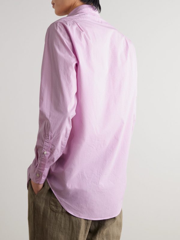 Spread-Collar Checked Cotton-Poplin Shirt - BK Spread-Collar Checked Cotton-Poplin Shirt - BK