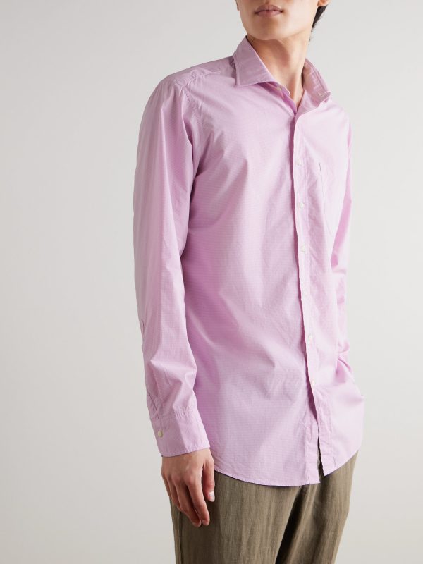 Spread-Collar Checked Cotton-Poplin Shirt - FR Spread-Collar Checked Cotton-Poplin Shirt - FR