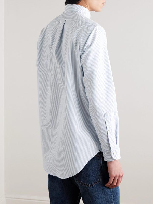 Button-Down Collar Striped Cotton Oxford Shirt - BK