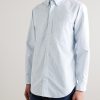 Button-Down Collar Striped Cotton Oxford Shirt - FR