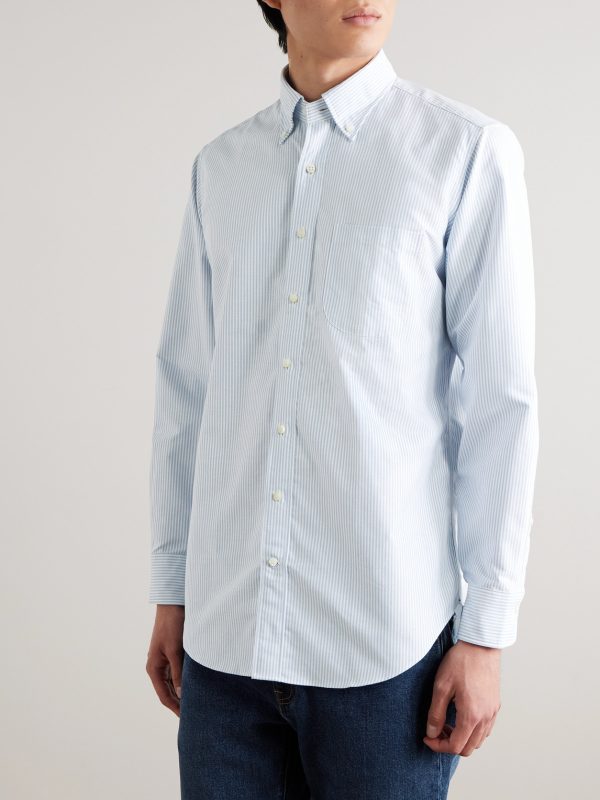Button-Down Collar Striped Cotton Oxford Shirt - FR