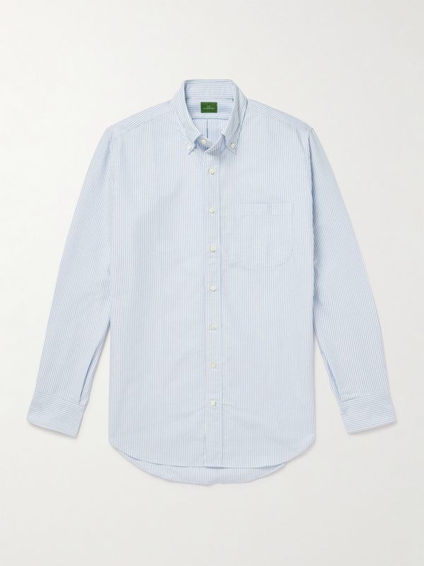 Button-Down Collar Striped Cotton Oxford Shirt