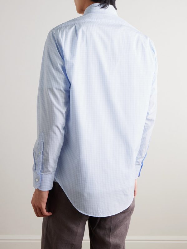 Spread-Collar Checked Cotton-Poplin Shirt - BK Spread-Collar Checked Cotton-Poplin Shirt - BK
