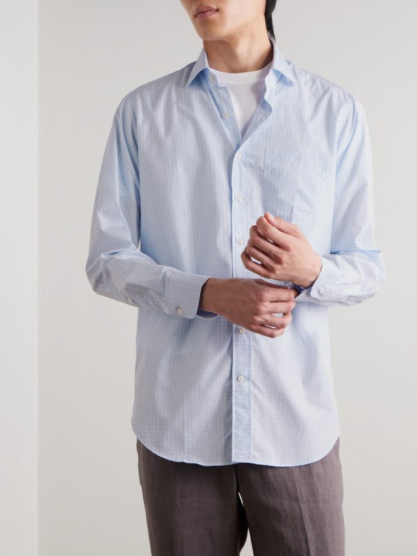 Spread-Collar Checked Cotton-Poplin Shirt - FR Spread-Collar Checked Cotton-Poplin Shirt - FR
