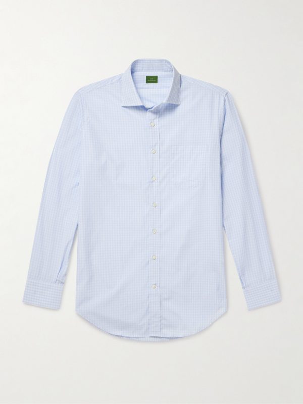 Spread-Collar Checked Cotton-Poplin Shirt Spread-Collar Checked Cotton-Poplin Shirt