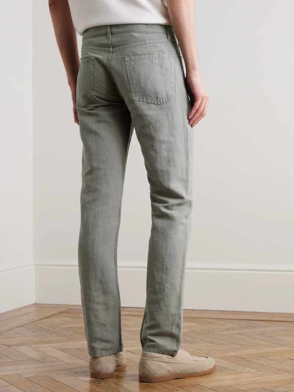 Straight-Leg Hemp and Cotton-Blend Canvas Trousers - BK Straight-Leg Hemp and Cotton-Blend Canvas Trousers - BK