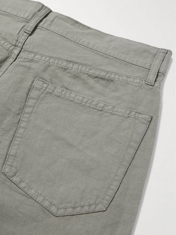 Straight-Leg Hemp and Cotton-Blend Canvas Trousers - CU Straight-Leg Hemp and Cotton-Blend Canvas Trousers - CU