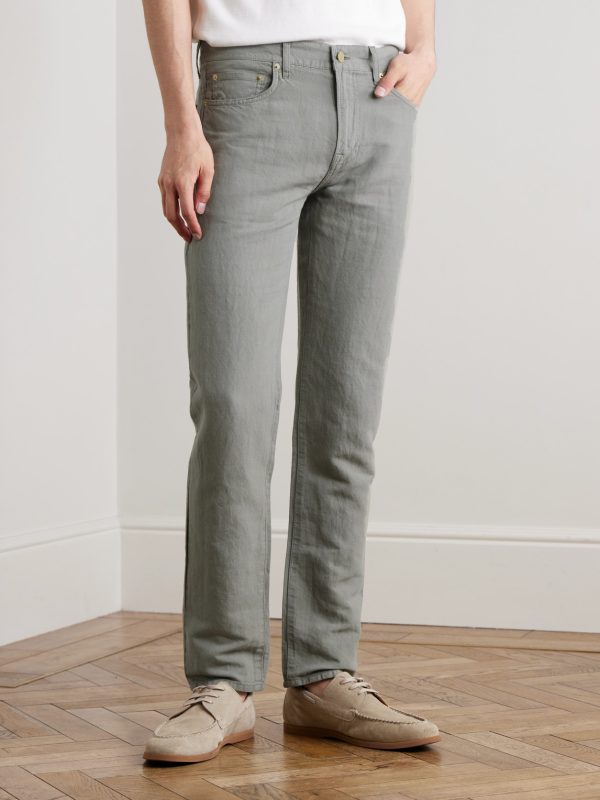 Straight-Leg Hemp and Cotton-Blend Canvas Trousers - FR Straight-Leg Hemp and Cotton-Blend Canvas Trousers - FR