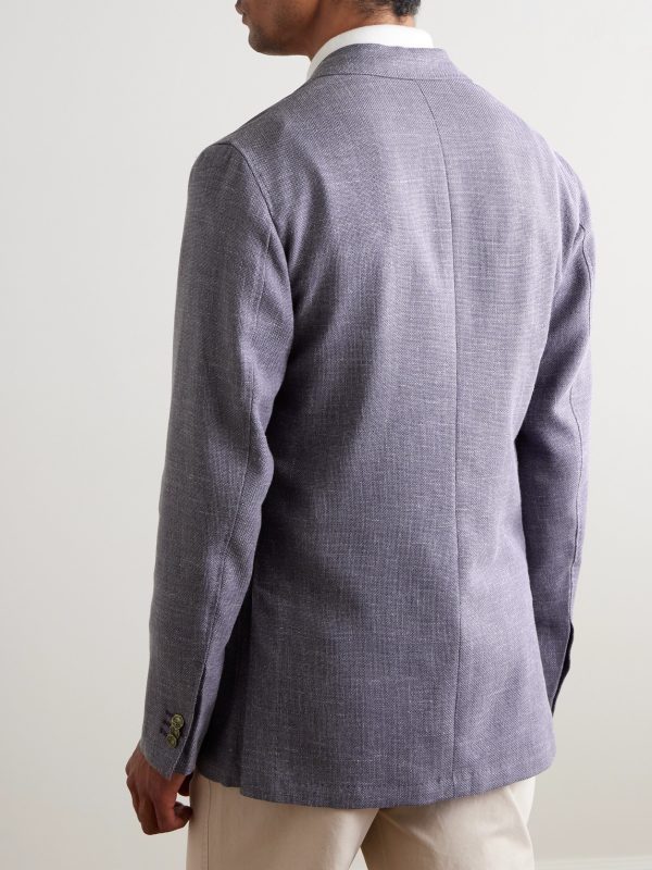 Ghost Slim-Fit Wool, Cotton, Silk and Linen-Hopsack Blazer - BK Ghost Slim-Fit Wool, Cotton, Silk and Linen-Hopsack Blazer - BK