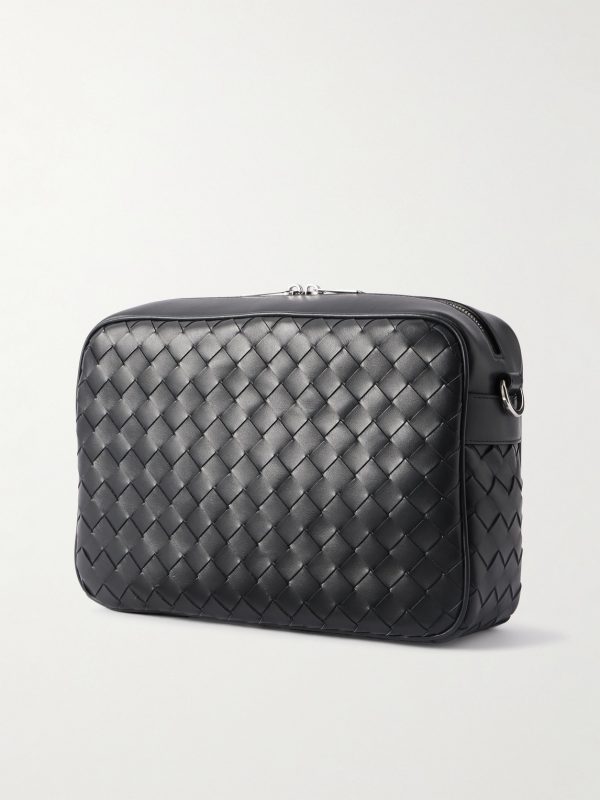 Intrecciato Leather Messenger Bag - BK Intrecciato Leather Messenger Bag - BK
