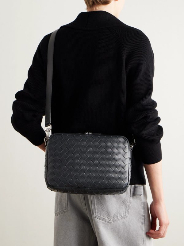 Intrecciato Leather Messenger Bag - OU Intrecciato Leather Messenger Bag - OU