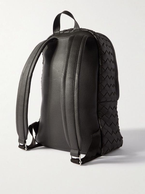 Intrecciato Full-Grain Leather Backpack - BK Intrecciato Full-Grain Leather Backpack - BK