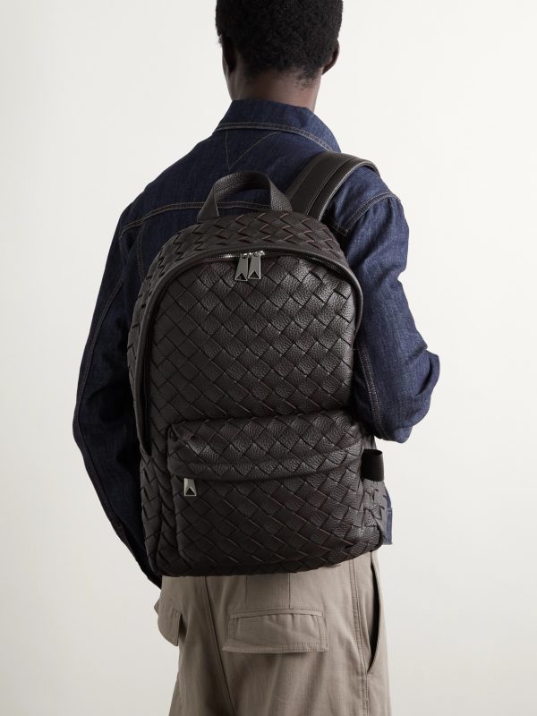 Intrecciato Full-Grain Leather Backpack - OU Intrecciato Full-Grain Leather Backpack - OU