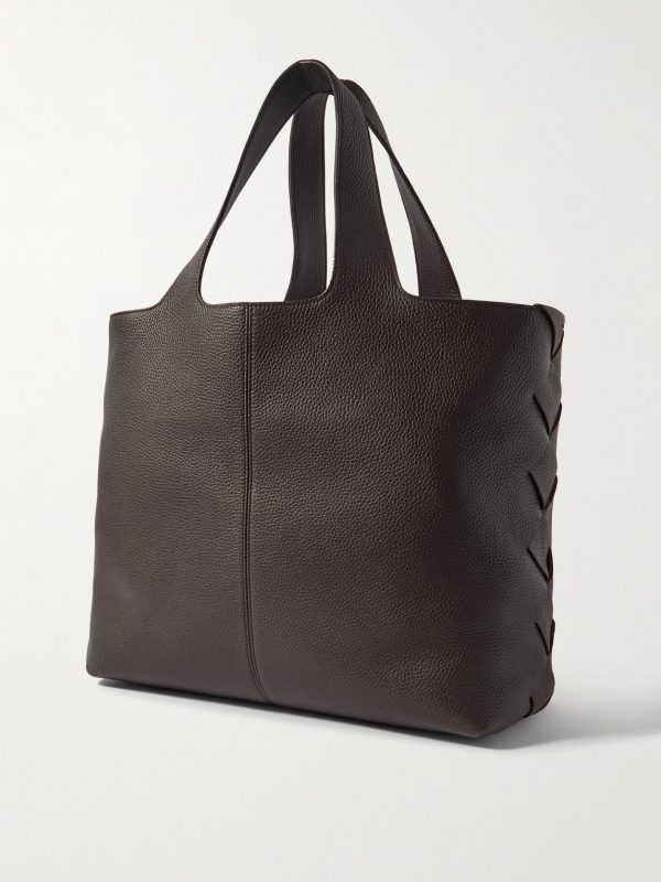 Large Intrecciato-Detailed Full-Grain Leather Tote Bag - BK