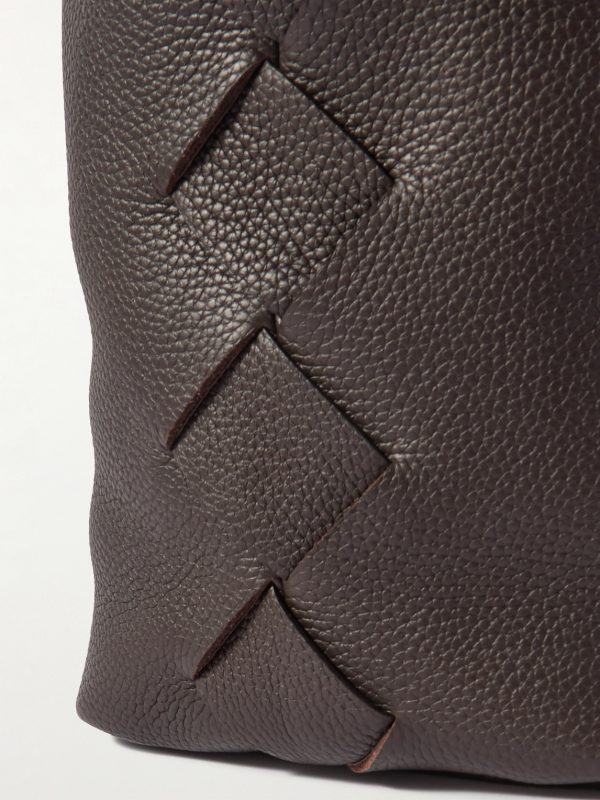 Large Intrecciato-Detailed Full-Grain Leather Tote Bag - CU