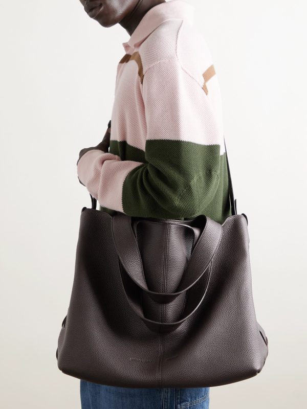 Large Intrecciato-Detailed Full-Grain Leather Tote Bag - E2