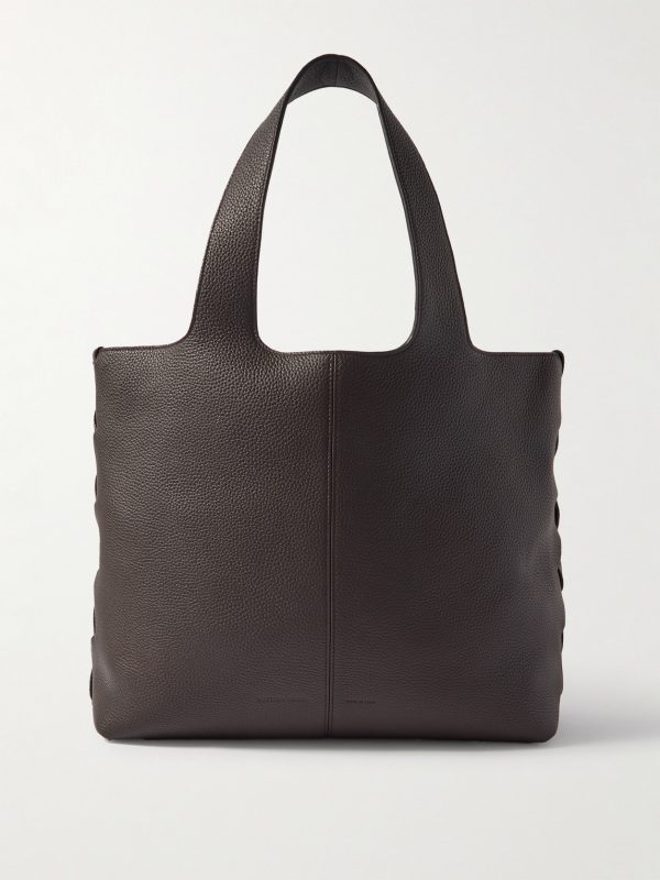 Large Intrecciato-Detailed Full-Grain Leather Tote Bag