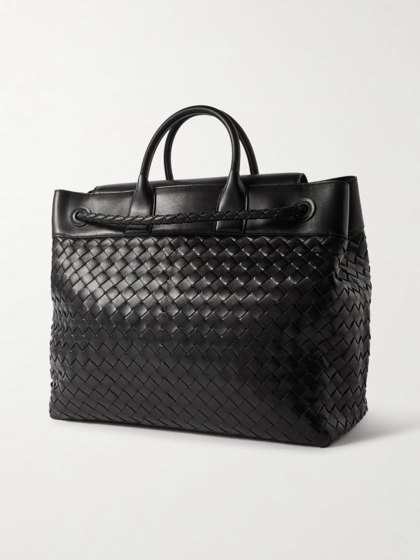 Andiamo Large Intrecciato Leather Messenger Bag - BK Andiamo Large Intrecciato Leather Messenger Bag - BK