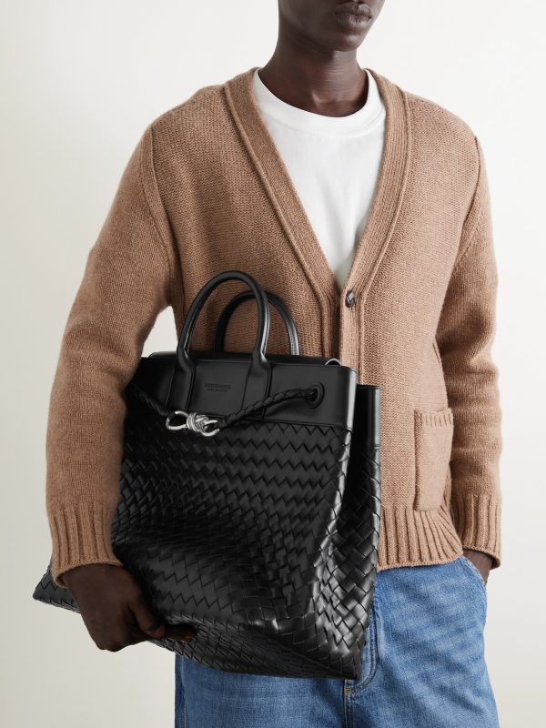 Andiamo Large Intrecciato Leather Messenger Bag - E2 Andiamo Large Intrecciato Leather Messenger Bag - E2
