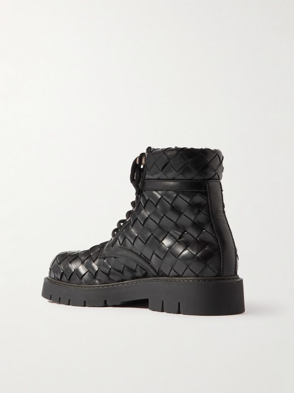 Haddock Intrecciato Leather Ankle Boots - BK Haddock Intrecciato Leather Ankle Boots - BK