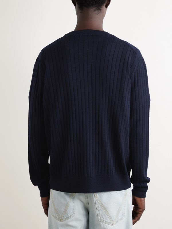 Ribbed Wool Cardigan - BK Ribbed Wool Cardigan - BK