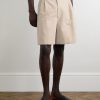 Straight-Leg Pleated Linen and Cotton-Blend Twill Shorts - FR