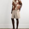 Straight-Leg Pleated Linen and Cotton-Blend Twill Shorts - OU