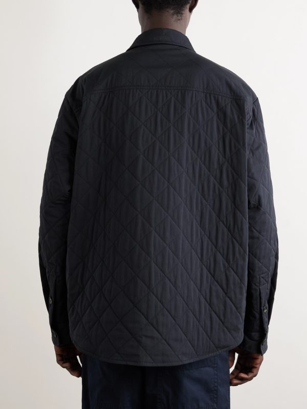Intrecciato Suede-Trimmed Quilted Cotton-Blend Overshirt - BK